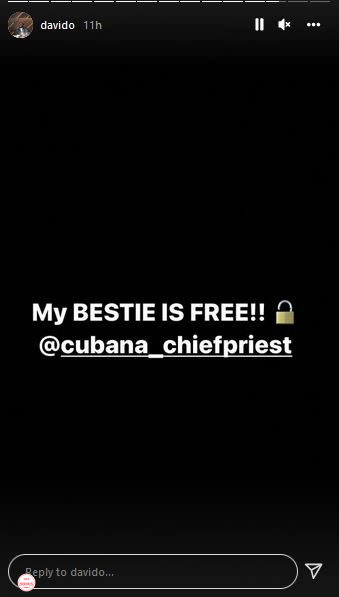 “My Bestie Is Free” – Davido Celebrates Release Of Cubana Chief Priest From EFCC Custody