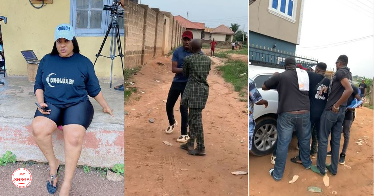 Nkechi Blessing furious as she fights with area boys while filming in Abeokuta